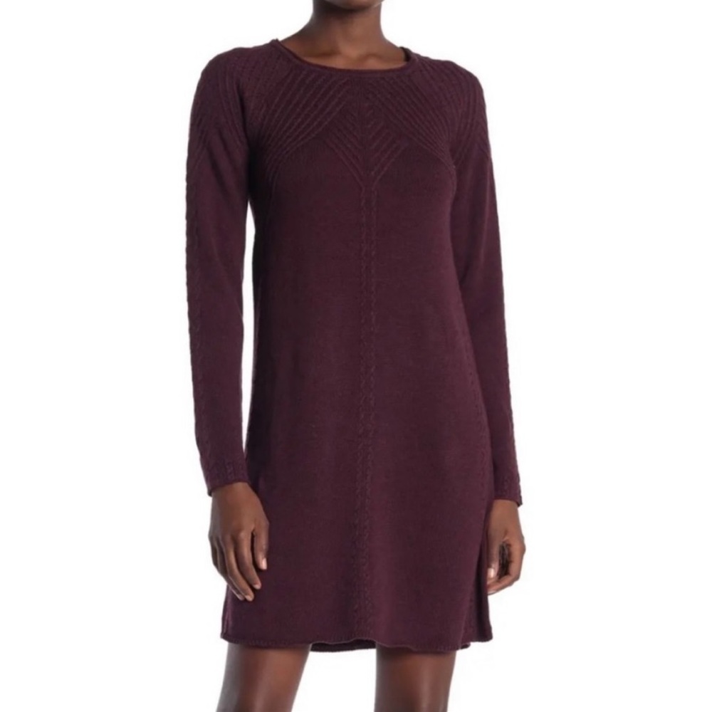 Max Studio - Burgundy Long Sleeve Sweater Dress